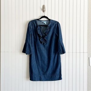 Draper James Size 4 Chambray Ruffle Shift Dreas